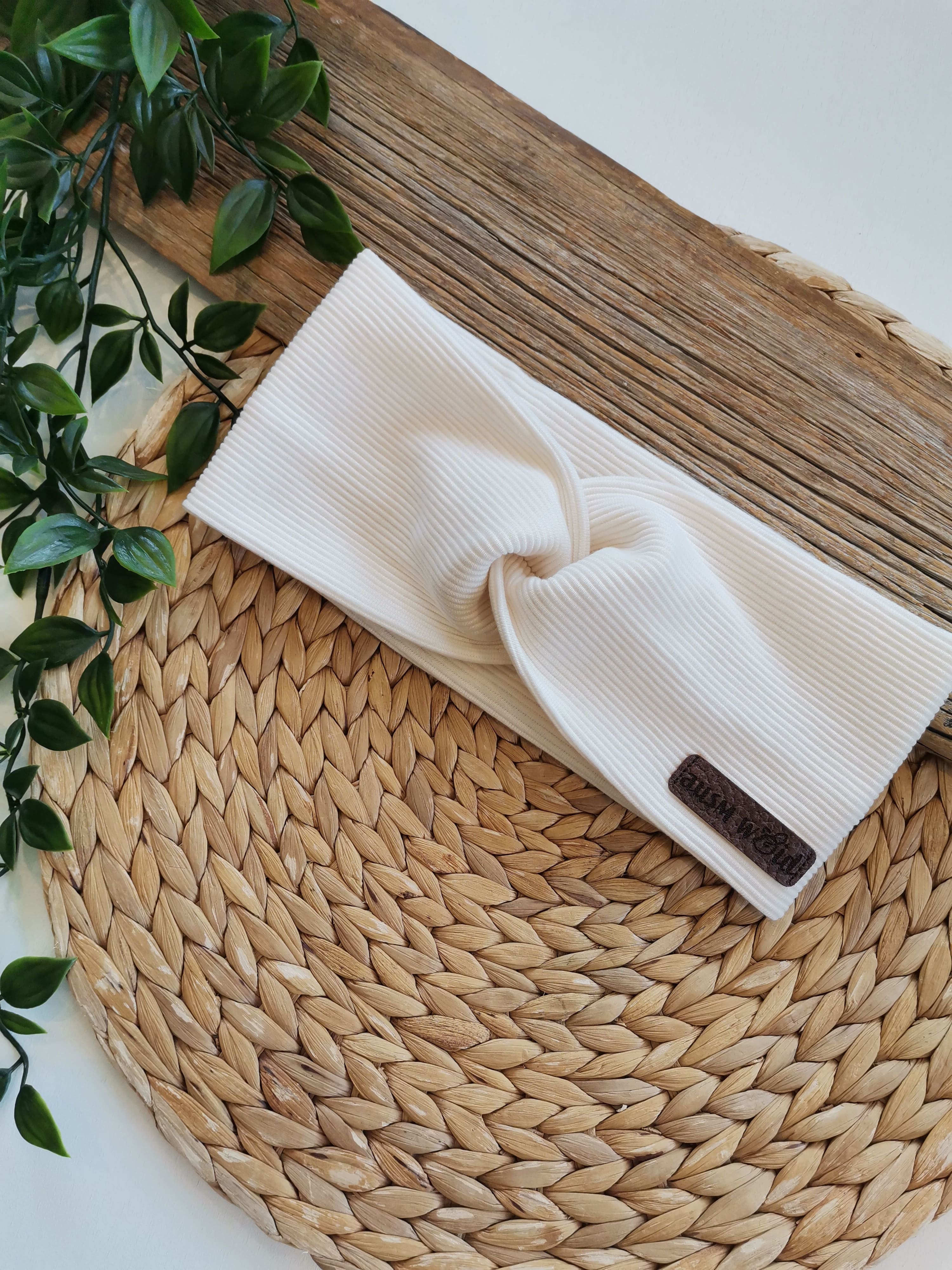 Knotenstirnband "Creme Ripp"